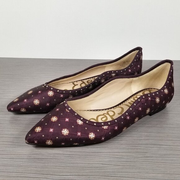 Sam Edelman Rivera Flat, Wine Fabric, Womens Size 8 M / 38 - Picture 3 of 12